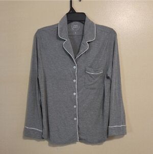 Cozy Earth Bamboo Stretch Knit Pajama Top Grey Long Sleeve PJ Sleep Size Medium